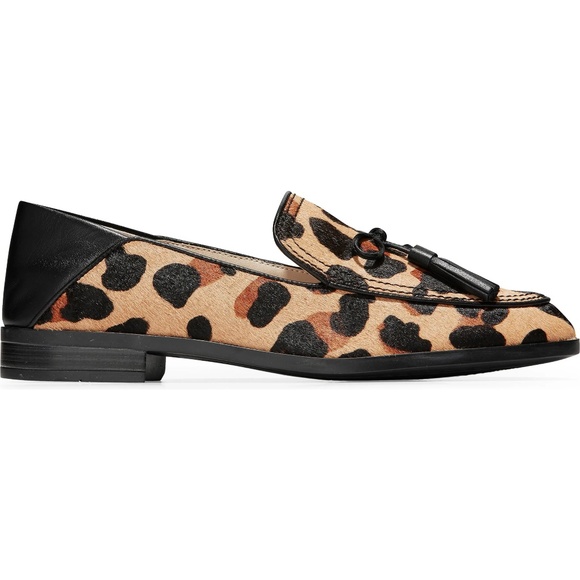 Cole Haan pinch tassel leopard loafer flat mules - Picture 2 of 16